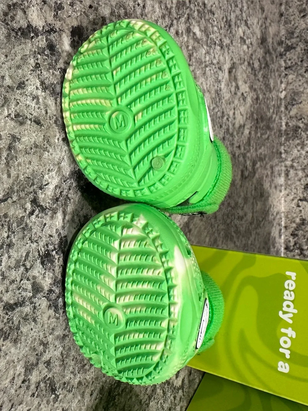 New BARK Crocs Shoes for Dogs Slime Green White Marbled Glow Booties Medium